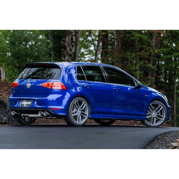 T304 Stainless Steel 3" Cat Back Quad Split Rear Exit with Carbon Fiber Tips (Active Exhaust)