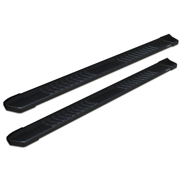 Raptor Series 6 in OEM Style Slide Track Running Boards Black Textured Aluminum