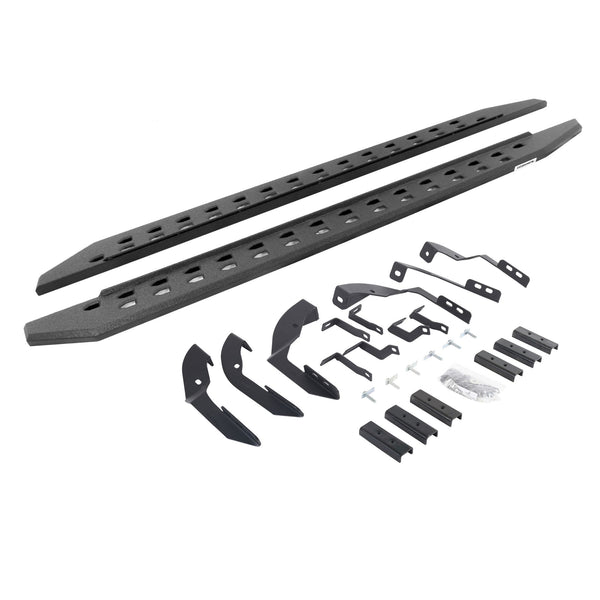 Go Rhino 69404280ST - RB20 Slim Line Running Boards With Mounting Brackets - Protective Bedliner Coating