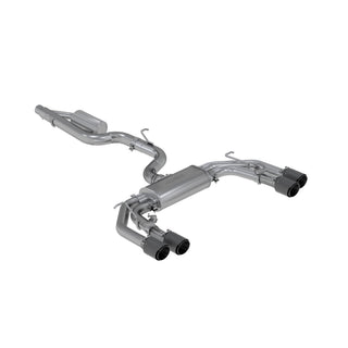 T304 Stainless Steel 3" Cat Back Quad Split Rear Exit with Carbon Fiber Tips (Active Exhaust)