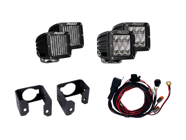 Rigid Industries-2017-2018 FORD SUPER DUTY DUAL FOG LIGHT KIT INCLUDES MOUNTS and 4 D-SERIES