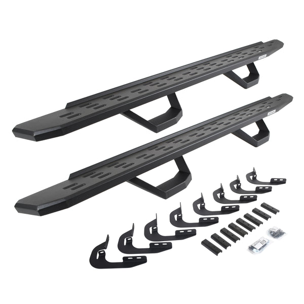 Go Rhino 6960588020PC - RB30 Running Boards With Mounting Brackets & 2 Pairs Of Drops Steps Kit - Textured Black