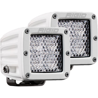 RIGID D-Series PRO Light Flood Diffused Surface Mount White Housing Pair