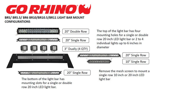 Go Rhino 26573T - BR6/BR11 Light Bar Mount - Textured Black