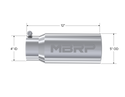 MBRP Exhaust Tip; 5in. O.D. Rolled Straight 4in. Inlet 12in. Length; T304