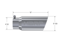 MBRP Exhaust Tip; 5in. O.D. Angled Single Walled 4in. Inlet 12in. Length; T304