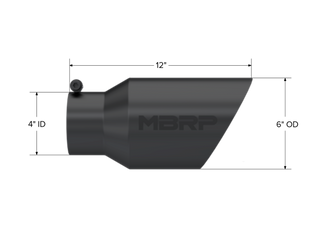 MBRP Exhaust Tip; 6in. O.D. Dual Wall Angled 4in. Inlet 12in. Length-Black Coated