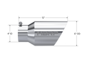 MBRP Exhaust Tip; 6in. O.D. Dual Wall Angled 4in. Inlet 12in. Length; T304