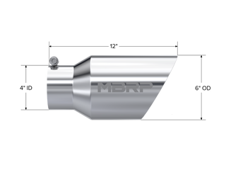 MBRP Exhaust Tip; 6in. O.D. Dual Wall Angled 4in. Inlet 12in. Length; T304