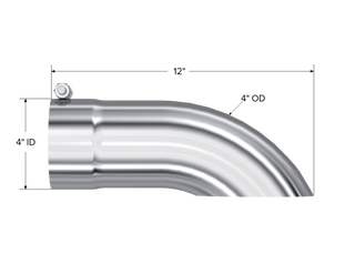 MBRP Exhaust Tip; 4in. O.D. Turn Down 4in. Inlet 12in. Length; T304