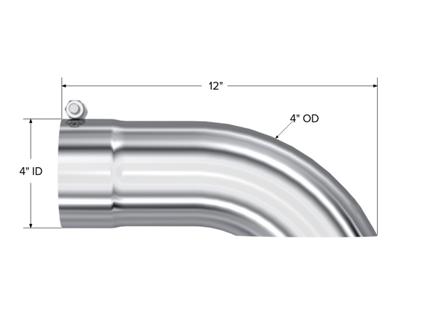 MBRP Exhaust Tip; 4in. O.D. Turn Down 4in. Inlet 12in. Length; T304
