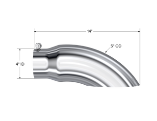 MBRP Exhaust Tip; 5in. O.D. Turn Down 4in. Inlet 14in. Length; T304