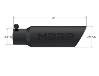 MBRP Exhaust Tip; 3in. O.D. Dual Wall Angled 2in. Inlet 12in. Length-Black Coated