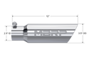 MBRP Exhaust Tip; 3in. O.D. Dual Wall Angled 2in. Inlet 12in. Length; T304