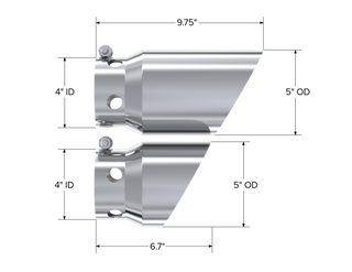 MBRP Exhaust 4in. Inlet 5in. Tip Cover Set-6 In. And 9 In. In Length; T304