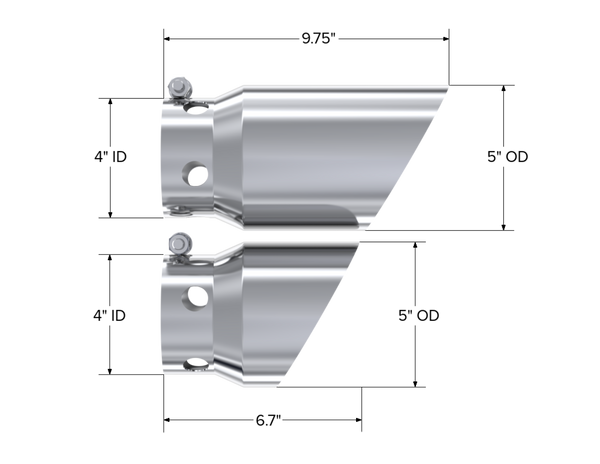 MBRP Exhaust 4in. Inlet 5in. Tip Cover Set-6 In. And 9 In. In Length; T304