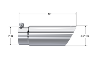 MBRP Exhaust Tip; 3in. O.D. Dual Wall Angled End 3in. Inlet 12in. Length; T304