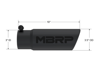 MBRP Exhaust Tip; 3in. O.D. Angled Rolled End; 3in. I.D. Inlet; 10in. Length; Black