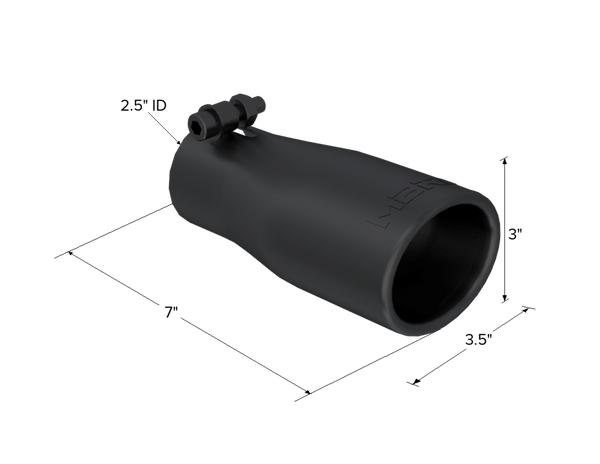 MBRP Exhaust Tip; 3 In. O.D. Oval 2in. Inlet 7 1/16in. Length; Black