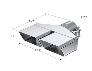 MBRP Exhaust Tip; 8in.x 2? ID; Rectangle; 2in. O.D. Inlet; 8-+ Length; T304