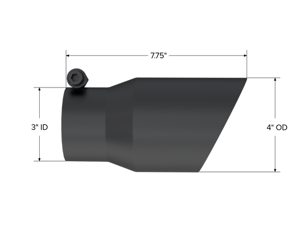 MBRP Exhaust Tip; 4in. O.D.; Dual Wall Angled; 3in. Inlet; 8in. Length; Black