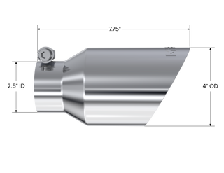 MBRP Exhaust Tip; 4in. O.D.; Dual Wall Angled; 2in. Inlet; 8in. Length; T304