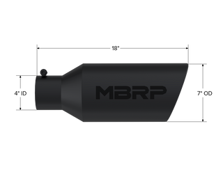 MBRP Exhaust Tip; 7in. O.D.; Rolled End; 4in. Inlet 18in. In Length; Black