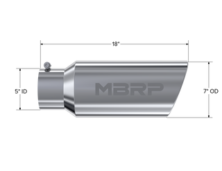 MBRP Exhaust Tip; 7in. O.D.; Rolled End; 5in. Inlet 18in. In Length; T304