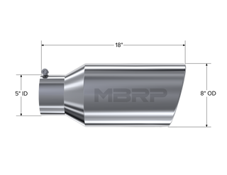 MBRP Exhaust Tip; 8in. O.D.; Rolled End; 5in. Inlet 18in. In Length; T304