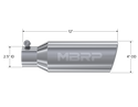 MBRP Exhaust 4in. OD; 2.5in. Inlet; 12in. In Length; Angled Cut Rolled End; Clampless-no Weld T304