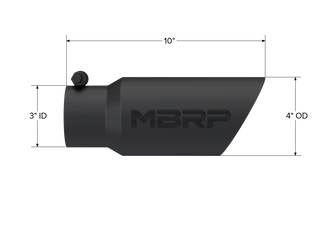 MBRP Exhaust Tip; 4in. O.D.; Dual Wall Angled; 3in. Inlet; 10in. Length; Black