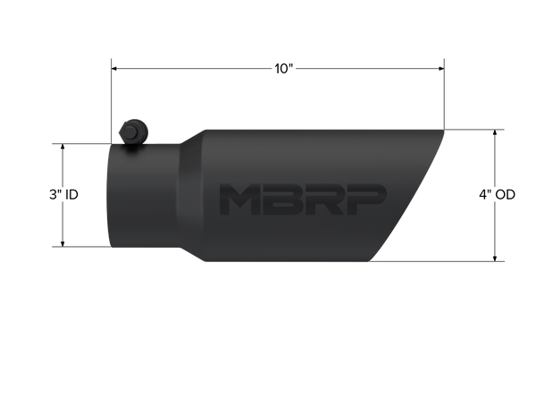 MBRP Exhaust Tip; 4in. O.D.; Dual Wall Angled; 3in. Inlet; 10in. Length; Black