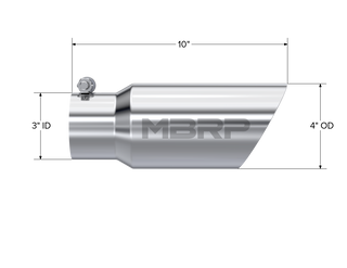 MBRP Exhaust Tip; 4in. O.D.; Dual Wall Angled; 3in. Inlet; 10in. Length; T304