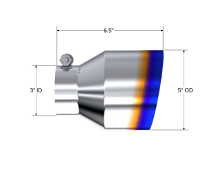 MBRP Exhaust Tip; 5in OD Out; 3in ID; 6.5in Length; Angle Cut; Single Wall; T304 BE