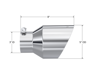 MBRP Exhaust Tip; 5in OD Out; 3in ID; 8in Length; Angle Cut; Dual Wall; T304