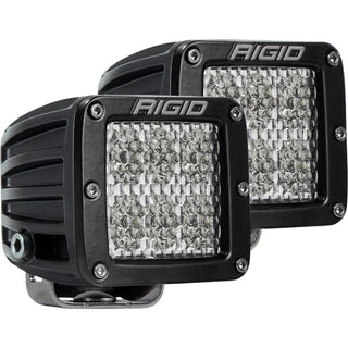 RIGID D-Series PRO LED Light Flood Diffused Surface Mount Black Housing Pair