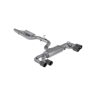 T304 Stainless Steel 3" Cat Back Quad Split Rear Exit with Carbon Fiber Tips (Active Exhaust)