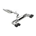 T304 Stainless Steel 3" Cat Back 2.5" Quad Split Rear Exit with Carbon Fiber Tips (Active Exhaust)