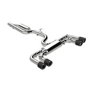 T304 Stainless Steel 3" Cat Back 2.5" Quad Split Rear Exit with Carbon Fiber Tips (Active Exhaust)