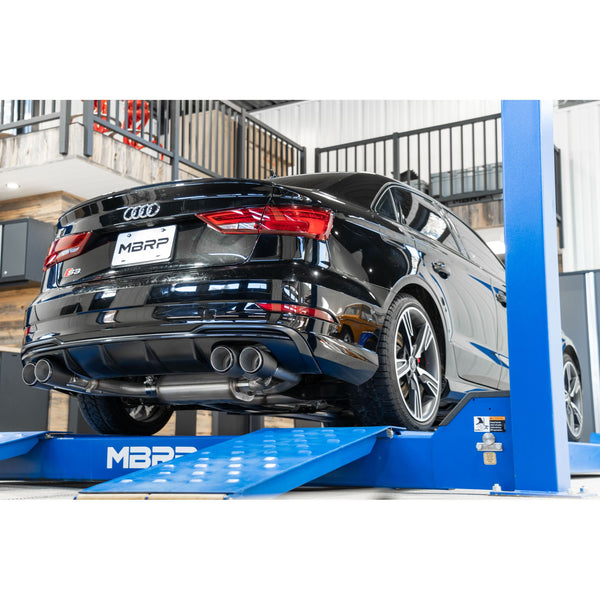 T304 Stainless Steel 3" Cat Back Quad Split Rear Exit with Carbon Fiber Tips (Active Exhaust)