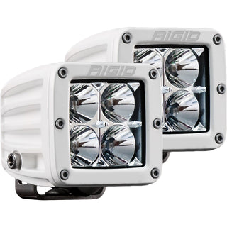 RIGID D-Series PRO LED Light Flood Optic Surface Mount White Housing Pair