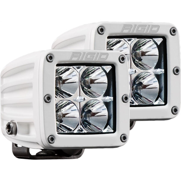 RIGID D-Series PRO LED Light Flood Optic Surface Mount White Housing Pair