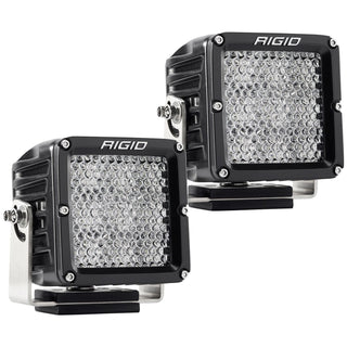 RIGID D-XL PRO LED Light Flood Diffused Surface Mount Black Housing Pair