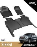 2019-23 Chevy Silverado MAXpider 3D All-Weather Floor Mats, Row 1 plus Row 2 Crew Cab Buckets With Rear Underseat StorageFloor Liners, Kagu Series