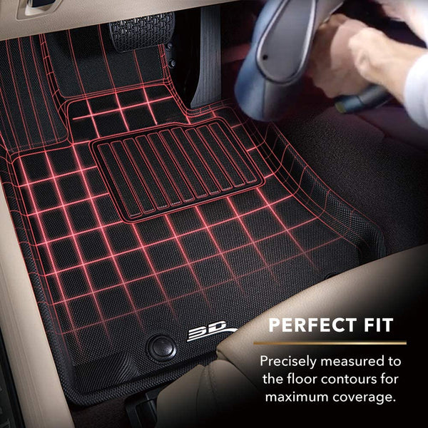 2019-23 Chevy Silverado MAXpider 3D All-Weather Floor Mats, Row 1 plus Row 2 Crew Cab Buckets Without Rear Underseat StorageFloor Liners, Kagu Series